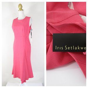 SOLDIris Setlakwe Womens Pink Cascade Slit Dress Midi Dress Size 6